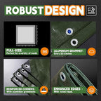 RAINDEWAY Tarps Heavy Duty Waterproof 10x20 Feet,10.5 Mil Waterproof Tarps for Outdoors,Multipurpose Poly Tarp Cover with Metal Grommets and Reinforced Edges,Green/Blue