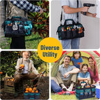 Garden Tool Bag Organizer – 13 Pocket Heavy-Duty Gardening Tote with 7 Outer & 6 Inner Compartments, Anti-Slip Base, Adjustable Shoulder Strap & Belt – Garden Organizers and Storage (Green)