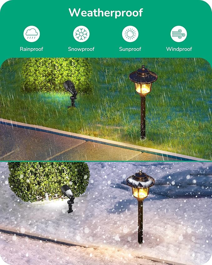 EDISHINE Low Voltage Landscape Lights Kit, 3W 120LM LED Pathway Lights & 3.2W 240LM Spotlights, Seed Glass, 12V Outdoor Landscape Lighting with Connectors, Aluminum Landscape Light for Garden Yard