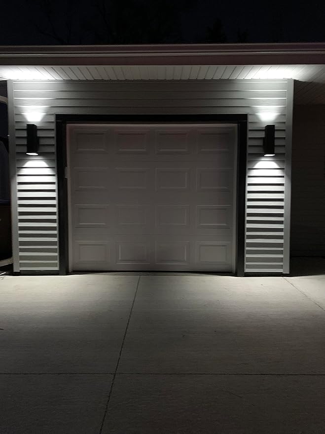 Dawn to Dusk Outdoor Light Fixtures Wall Mount 2 Pack, LED Modern Up Down Lighting Outdoor Wall Sconce Lights 2700k, 13" Black Outside exterior lights for House Porch Garage,IP65,UL Listed (Black)