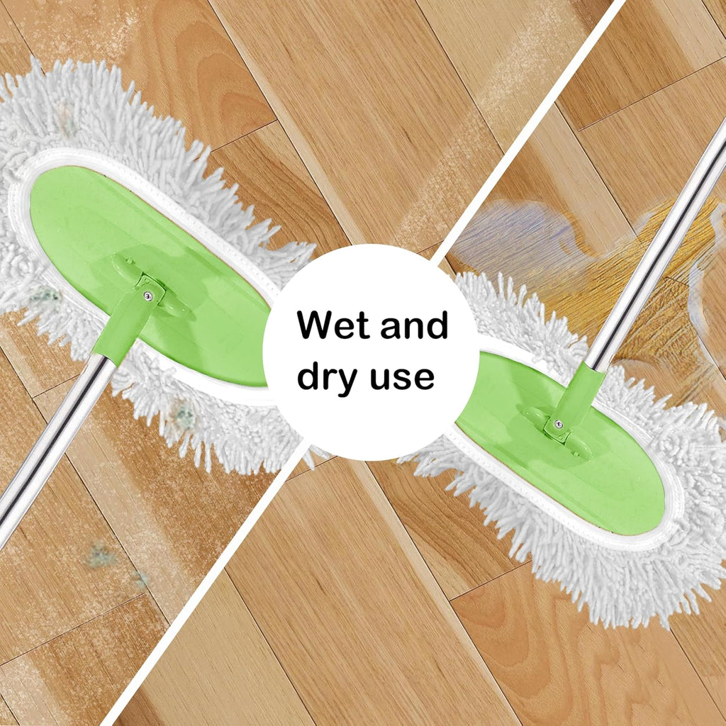 Reusable Microfiber Chenille Mop Pads Compatible with Swiffer Sweeper, Dry Sweeping Cloths & Wet Mopping Cloths, Refills for Hardwood Surface Floor Cleaning, 4 Pack (White)