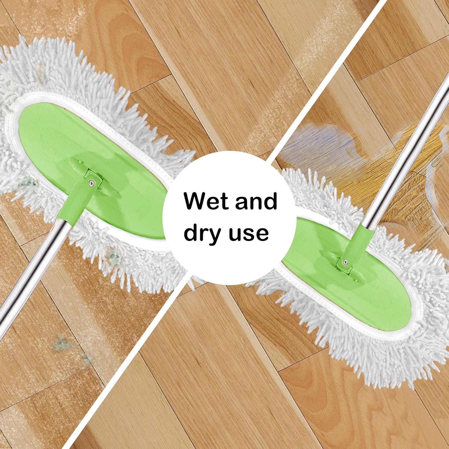 Reusable Microfiber Chenille Mop Pads Compatible with Swiffer Sweeper, Dry Sweeping Cloths & Wet Mopping Cloths, Refills for Hardwood Surface Floor Cleaning, 4 Pack (White)