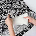 Linen Hanging Laundry Bag, 100% Linen Leaf Print Over The Door Laundry Hamper with Buttons and Zipper, Space Saving Door Hampers for Laundry Dirty Clothes Home Travel, Black, 19.7x27.5inches