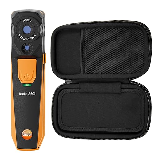 testo 860i Wireless Thermal Imaging Camera Set for iPhone & Android - Thermal Imager with Carrying Pouch & USB-C Cable - Handheld Infrared Camera 256 x 192 Resolution & -4 to +662 °F Measurement Range
