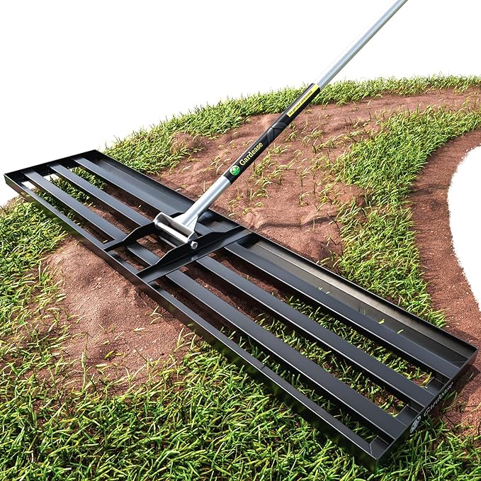 Gardease Lawn Leveling Rake 48" x 10" - Heavy Duty Professional Grade Reinforced Steel Landscape Tool for Soil, Sand & Garden - Superior Strength and Durability