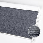ALLBRIGHT 100% Blackout Roller Blinds Woven Shades with Striped Jacquard, Cordless Window Shades, UV Protection Fabric, Easy-Install for Indoor Home & Office, Dark Blue, 30" W x 72" H