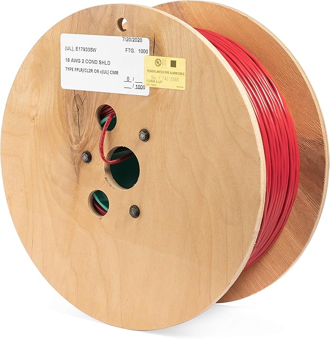 18 AWG 2/C Solid 100% Copper EWCS FPLR Riser Rated Shielded Fire Alarm Cable (UL) Certified - 1000 Feet
