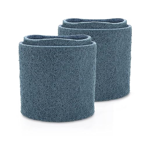 CS Unitec | PTX Fine Fleece Nonwoven Sleeve | Abrasive Grit Torque Grinder Tool Attachment for Scratch Removal| 3-1/2" Diameter x 4" Wide, Blue, (Pack of 4)