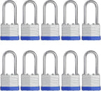 Lock, 1-9/16" (40mm) Laminated Keyed Padlocks, keyed Alike Locks, 2 inch Long Shackle Locks- Pack of 10