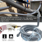 3/4inch 50 Foot Liquid-Tight Conduit Kit, Flexible Non Metallic Electrical Conduit and Connector Kit, With 5 Straight and 4 90-Degree Angle Connector Fittings