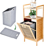 Prosumer’s Choice Bamboo Tilt-Out Laundry Hamper with 2-Tier Storage Shelves – Freestanding Clothes Hamper with Removable Liner, Space-Saving Design for Bathroom or Bedroom – 15.5”L x 11.8”W x 37.4”H