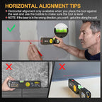 PREXISO 4-in-1 Line Laser Level Multipurpose Torpedo Level, 65Ft Alignment Point & 16Ft Laser Line & 10Ft Measure Tape Ruler & Quick Angle Setting for Hanging Picture Wall Marking Home Renovation
