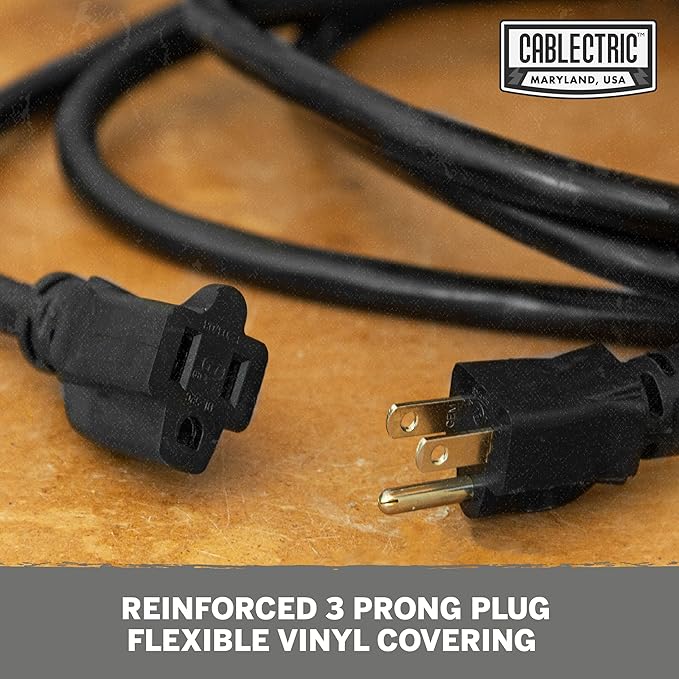 3 Pack of Black Extension Cord 15 ft, 16 Gauge Outdoor Extension Cord with 3 Prong, 16/3 SJTW Weatherproof 15ft Extension Cord for Indoor, Outdoor, Lawn Mower, Landscaping, Home, Office