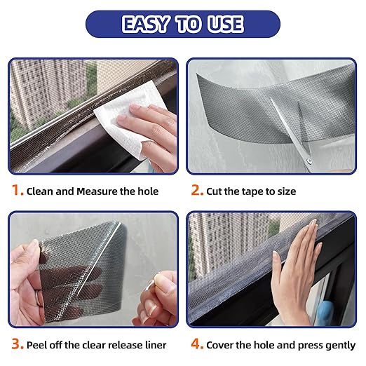 KING MOUNTAIN Black Window Screen Repair Tape,3inX10FT Heavy Duty Screen Repair Kit for Window Screen and Screen Door,Strong Adhesive & Waterproof Window Screen Patch