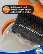 MR.SIGA Broom and Dustpan Set with Long Handle, Stand Upright Broom with Dustpan Combo for Cleaning Office, Garage, Lobby, Lightweight Sweeping Set, 51.7"(131 cm) Long Handle, White & Orange