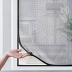 DIY Magnetic Window Screen Replacement Adjustable Mesh Screen with Magnets Fits 72"Hx48"W Black Frames with Grey Fiberglass Screen