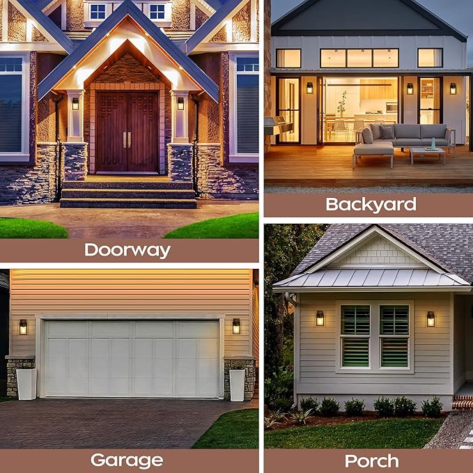 WIHTU Outdoor Lights for House, LED Exterior Front Porch Light Fixtures for Outside, Waterproof Wall Light Outdoor, Sconce Lights for Patio, Garage, Doorway, Entryway (Black Brush Gold)