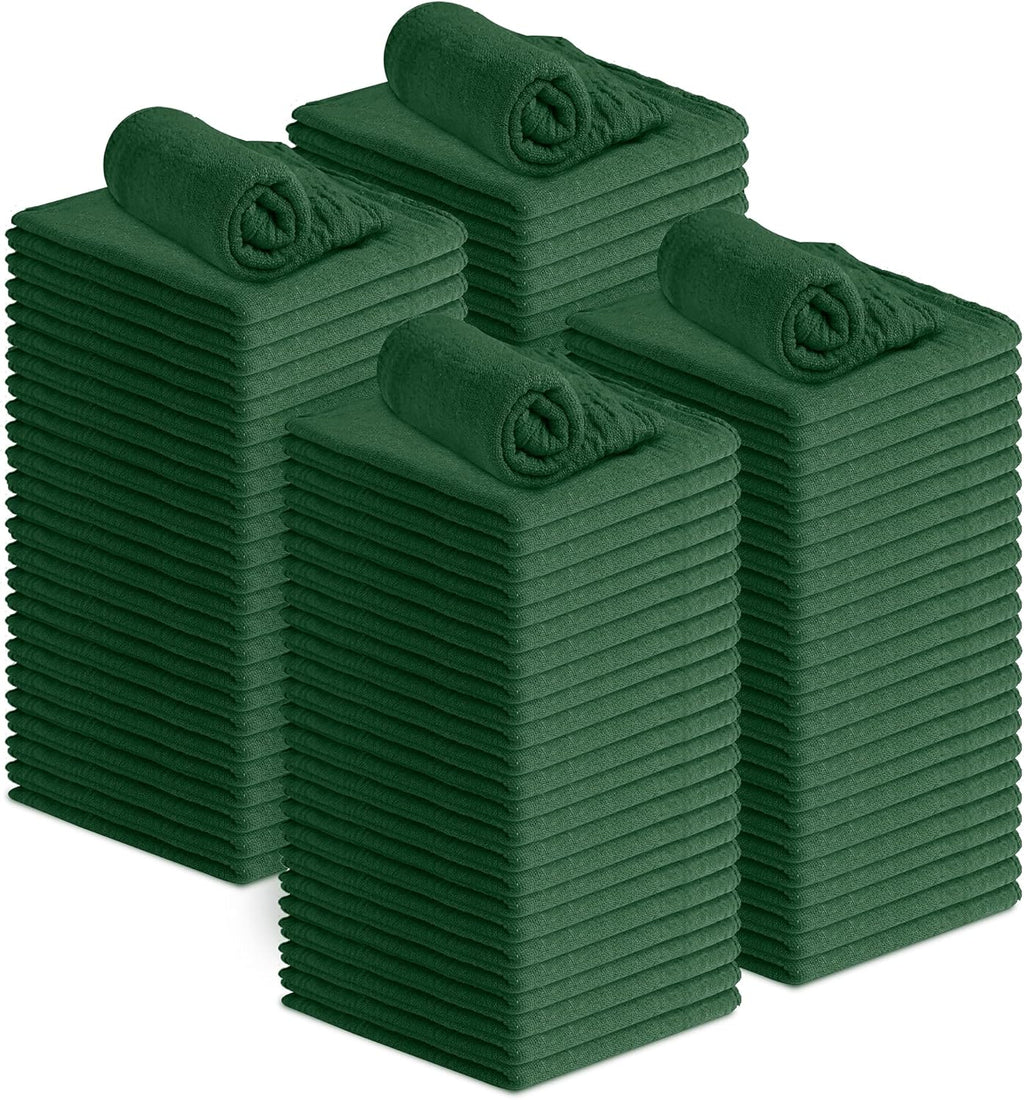 Avalon Towels Cotton Shop Rags – (Pack of 100) Size 12x14 Inches Cleaning Rags – Absorbent Shop Towels and Multipurpose Cleaning Towels for Automobiles, Industries, Garage and Homes (Green)