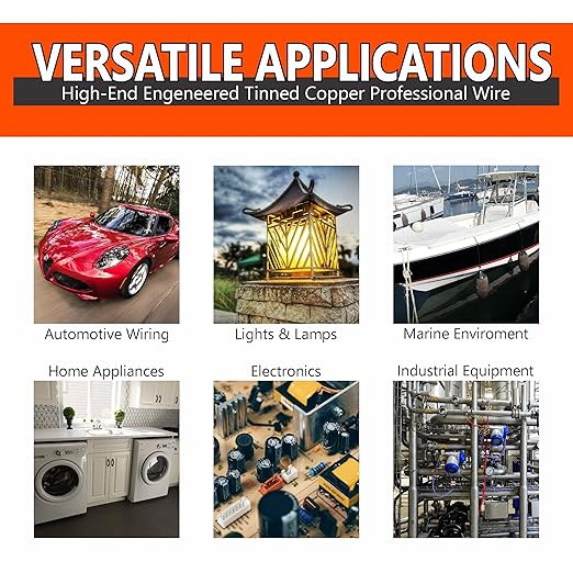 National Wire&Cable - 10/2 Tinned Copper Professional Wire (50 Feet) 10 AWG Gauge Stranded PVC Cord - 2 Conductor Electrical Wire - Made in USA - CL Rated/ETL Listed - Automotive, Low Voltage Cable