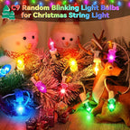 25 Pack Twinkle Christmas Replacement Bulbs, 7W Random Blinking Light Bulbs for Christmas String Light, Nightlights(Colorful,C9,E17 Intermediate Base)