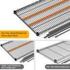 REIBII 81.5''W Storage Shelves 3680LBS Garage Shelving Heavy Duty 4 Tier Metal Shelving Unit Adjustable Wire Shelf and Storage Pantry Shelves for Kitchen Garage，81.5Wx23.62Dx70.86H，Black