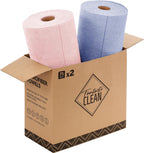 Fantasticlean Microfiber Cleaning Cloth Roll -150 Pack, Tear Away Microfiber Towels, 12" x 12", Reusable, Washable, Ultra Absorbent Dishcloth for Home Supplies, Car, Pet, Kitchen (Pink & Lavender)