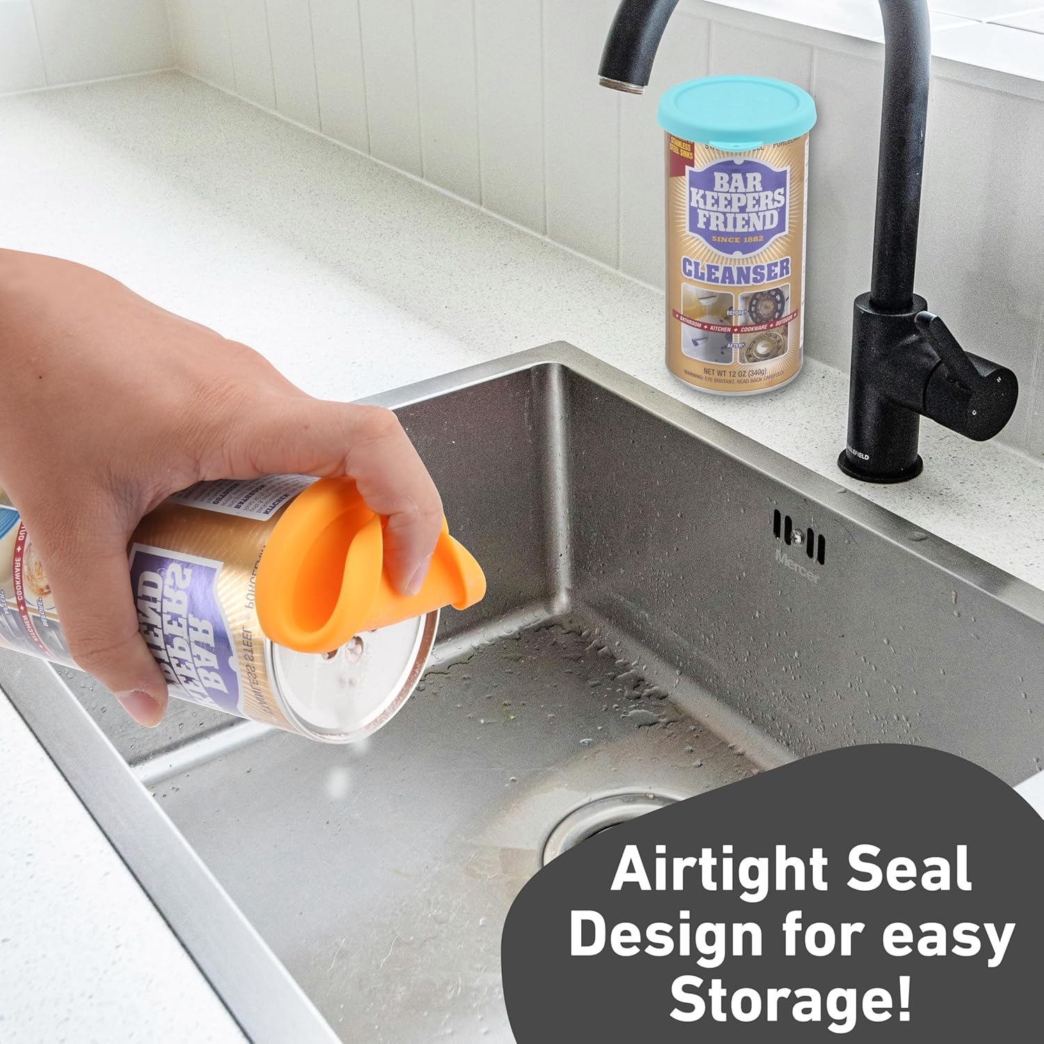 4 Pack Silicone Powder Cleanser Lids, Compatible with Bar Keepers Friend, Comet, Ajax Powder Cleanser (12 oz & 21oz), Moisture Resistance, Cleanser Accessory to Keep Powder Dry