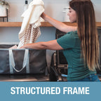 CleverMade Collapsible Laundry Tote - Charcoal Gray 2-Pack 50L - Foldable Storage Organization Container for Clothes Laundry Room Storage Solution