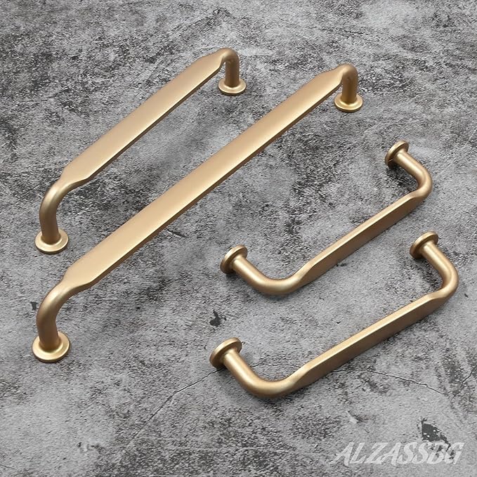 Alzassbg 6 Pack Champagne Copper Cabinet Handles, 5 Inch(128mm) Hole Centers Arch Modern Cabinet Pulls Kitchen Cabinets Hardware for Cabinets and Drawers AL3503SCG
