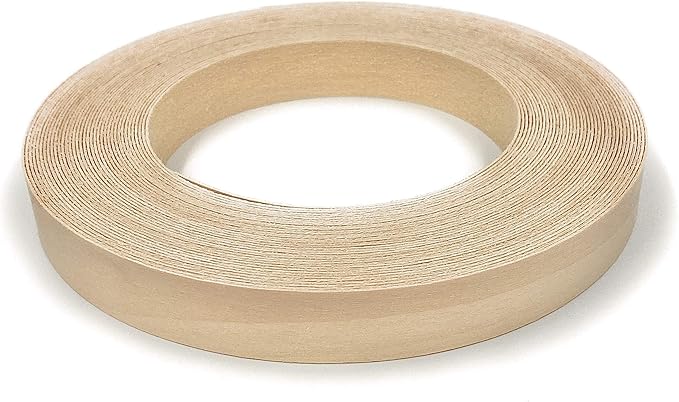 Edge Supply Birch Pre-Finished 5/8 inch X 25 ft Roll Preglued, Veneer Edge Banding, Flexible Wood Tape, Easy Application Iron On with Hot Melt Adhesive. Clear UV Laquer Finish Wood Edging