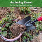 Set of 7 Gardening Tool Set, Rust-Resistant Handy Tools for Gardening, Ideal Gardening Gift Set, Including Trowel, Weeder, Hoes, and Rakes (Red)