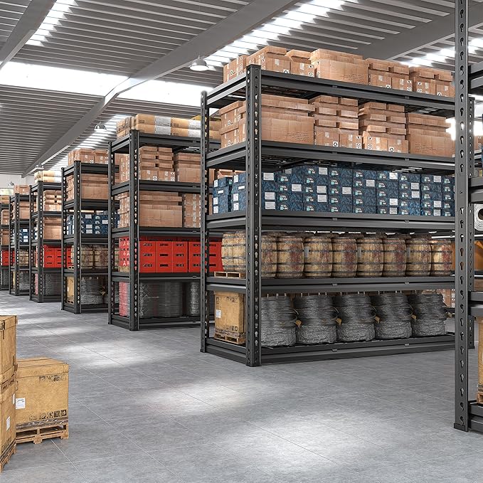 REIBII 48" W Garage Shelves, 5-Tier Garage Shelving Load 2750LBS, Adjustable Metal Storage Shelves, Wire Shelving for Basement, Warehouse, Workshop, Kitchen, 48" W x 18" D x 72" H