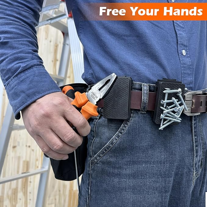 MUTUACTOR 1 PCS Magnetic Tool Belt Clip,Anti-Slip Heavy-Duty Magnetic Mount Tool Belt Holster,Quickly Access Rubber Coated Magnetic Belt Clip for Organizing Screwdrivers Hammers Wrenchs