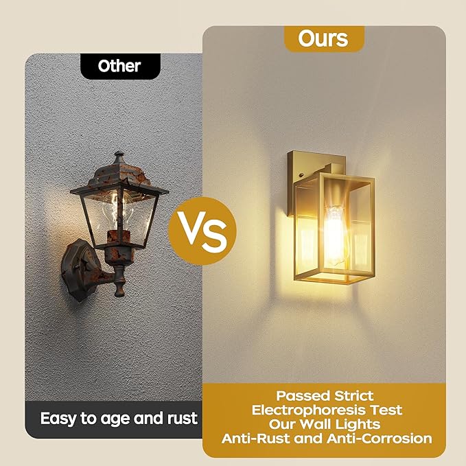 WIHTU Gold Outdoor Exterior Light Fixture for House, LED Front Porch Lights for House, Waterproof Wall Sconce Lantern Lamp, Outside Coach Lights for Patio, Garage, Doorway, Entryway