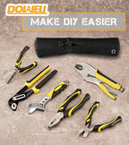 DOWELL Pliers Set - 6-Piece Kit with Groove Joint, Adjustable Wrench, Combination, Locking & Long Nose Diagonal Cutting Pliers