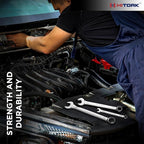 Hitork 11 Piece Combination Wrench Set with Roll Pouch, SAE Sizes (1/4" - 7/8"), Drop Forged Cr-V Steel, Chrome Plated Mirror Finish, 12 Point Box End, 15° Offset, Exceeds ANSI Standards