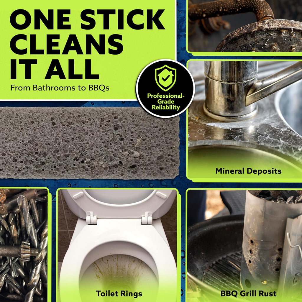 PUMIE Pumice Stone Toilet Bowl Cleaner (1-Pack) - Heavy Duty Scouring Stick for Toilet - Pumice Stone for Cleaning Rings, Bowls, Hard Water Stains, Lime, Rust, Sink - Includes Handle for Easy Use