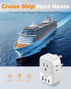 US to India Plug Adapter, TESSAN Type D Travel Adapter with 4 Outlets 3 USB (2 USB-C), Power Adaptor for USA to India Nepal Maldives Pakistan Bangladesh Sri Lanka Bhutan Yemen