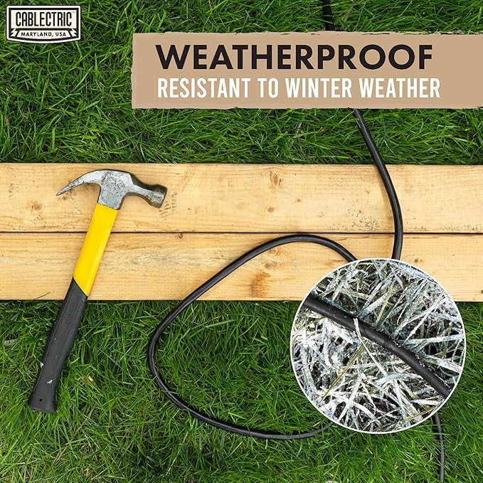 Weatherproof Black Extension Cord 200 ft, 16/3 SJTW 200 Foot Long Outdoor Extension Cord 3 Prong, Heavy Duty Exterior Power Cable Great for Outdoor Lights, Landscaping & Lawn - UL Certified