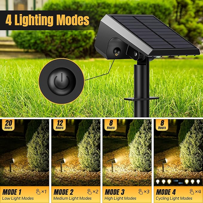 Solar Spot Lights Outdoor, [10 pack/118 LED] 4 Modes Auto On/Off Solar Landscape Spotlights, Ip67 Waterproof Solor Powered Pathway Lights for Outside Yard Garden Walkway Tree Patio (Warm White)