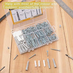 High Hardness Wood Screws Assortment Kit and Plastic Wall Anchors, 203 pcs 1/2" to 1-1/2" Phillips Drive Flat Head Screws & 30 pcs M6 Drywall Anchors