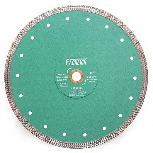 Diamond Porcelain Saw Blade - 10" Tile Blade 250MM Dry Wet Ceramic Cutting Discs with X Teeth Turbo Mesh Rim for Ceramic Tile Porcelain Granite Marble