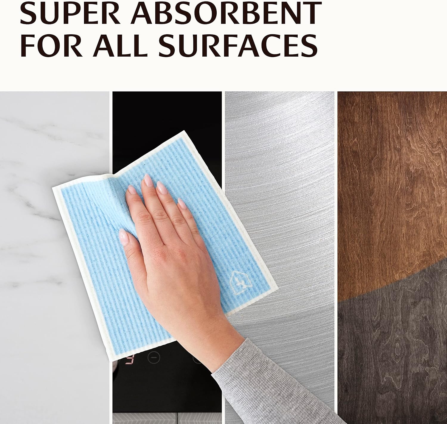 Swedish Dish Cloths for Kitchen - Reusable Dishcloths for Washing Dishes - Each Cellulose Dish Cloth Replaces 15 Rolls of Paper Towels and is More Absorbent than a Sponge - Dishcloth Set of Six