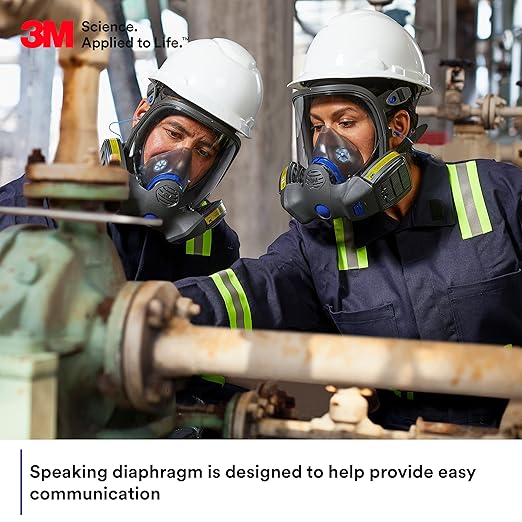 3M Secure Click Full Face Reusable Respirator with Large Lens, Speaking Diaphragm and Push Button Seal Check, FF-801, Painting, Sanding, Chemical Clean-up, Sawing, Small