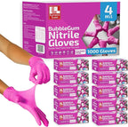 4 Mil – Fuchsia Pink Nitrile Gloves – Disposable Latex Free & Powder Free– Chemical Resistant, Pink Rubber Gloves