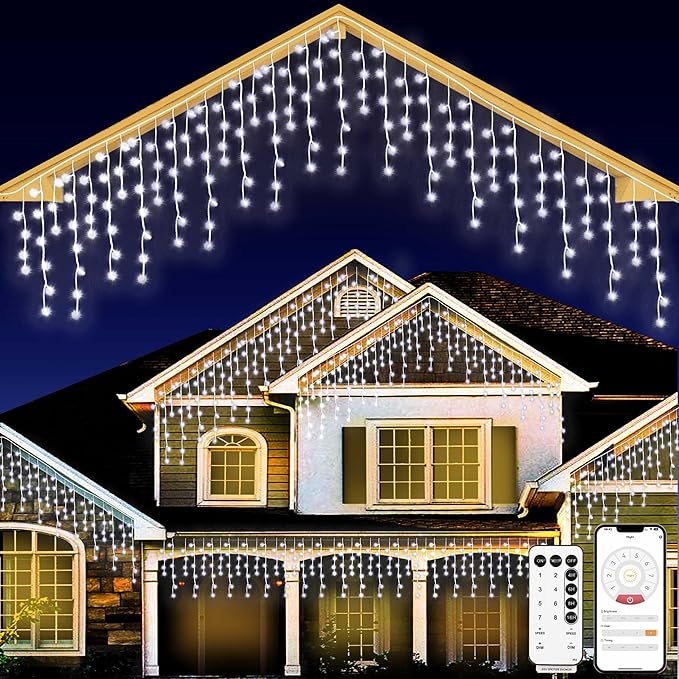 Christmas String Lights Outdoor - 99Ft/30M 1280 LED 8 Modes with Remote Control and App Waterproof Christmas Lights for Patio Yard Garden Wedding Party-White