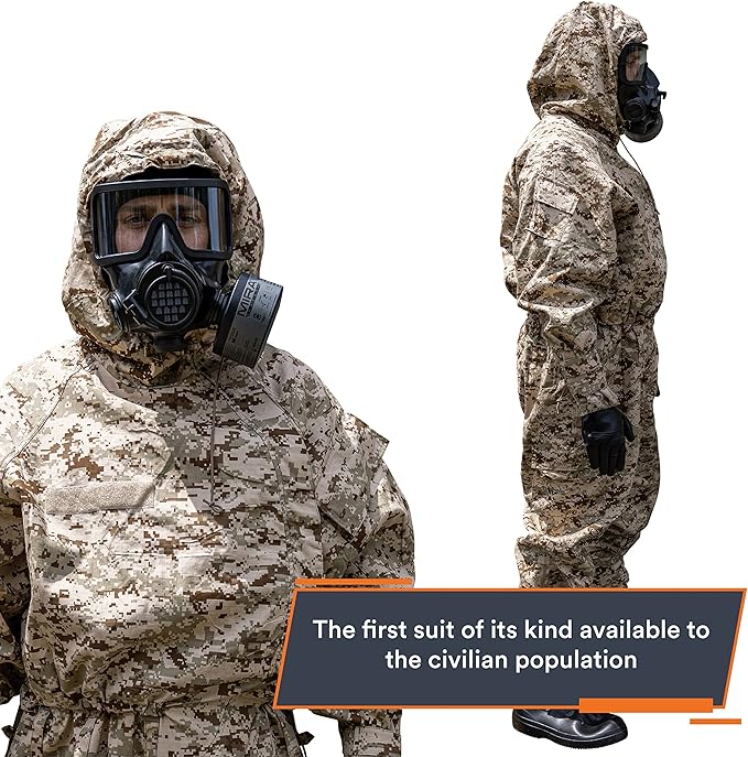 MIRA Safety MOPP-1 CBRN Protective Suit | Washable, Semi-permeable, Chemical-Resistant Coverall with Integrated Hood
