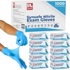 Synsafe 4 Mil - Blue Nitrile Exam Gloves –Disposable Latex Free & Powder Free – Extra Strong, Rubber Gloves