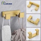 Lairuier Bathroom Hardware Accessories Set, Brushed Gold 4-Piece Bathroom Hardware Set Including Towel Bar,Towel Holder, Toilet Paper Holder, Towel Hook, Stainless Steel Bath Towel Bar Set