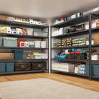 REIBII 85.7" H Storage Shelves 2998LBS Metal Shelving Unit with Wheels & Feet, 5 Tier Garage Shelving Heavy Duty Adjustable Wire Shelf for Pantry Kitchen Garage, 85.7" H X 55.5" W X 24.2" D, 2PCS